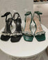 Luxury Rhinestones Strap Buckle Heel